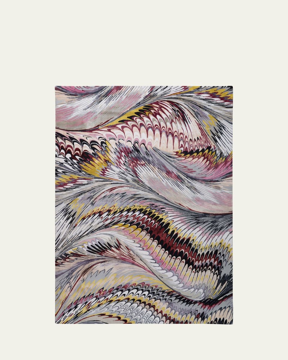 Feather Marble Maroon Hand-Knotted Rug, 9' x 12'